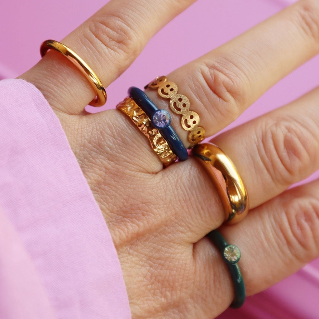LULU Copenhagen Basic Rough Ring Rings Gold plated
