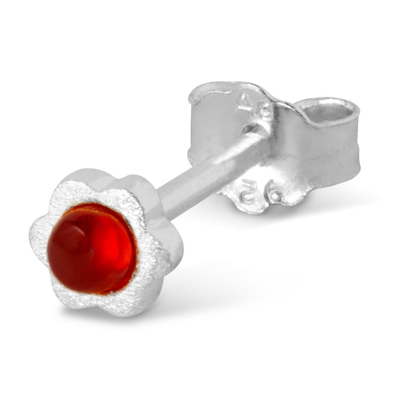 LULU Copenhagen Blomst 1 pcs silver Ear stud, 1 pcs Red Agate