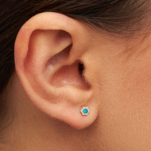 LULU Copenhagen Blomst 1 pcs silver Ear stud, 1 pcs Turquoise