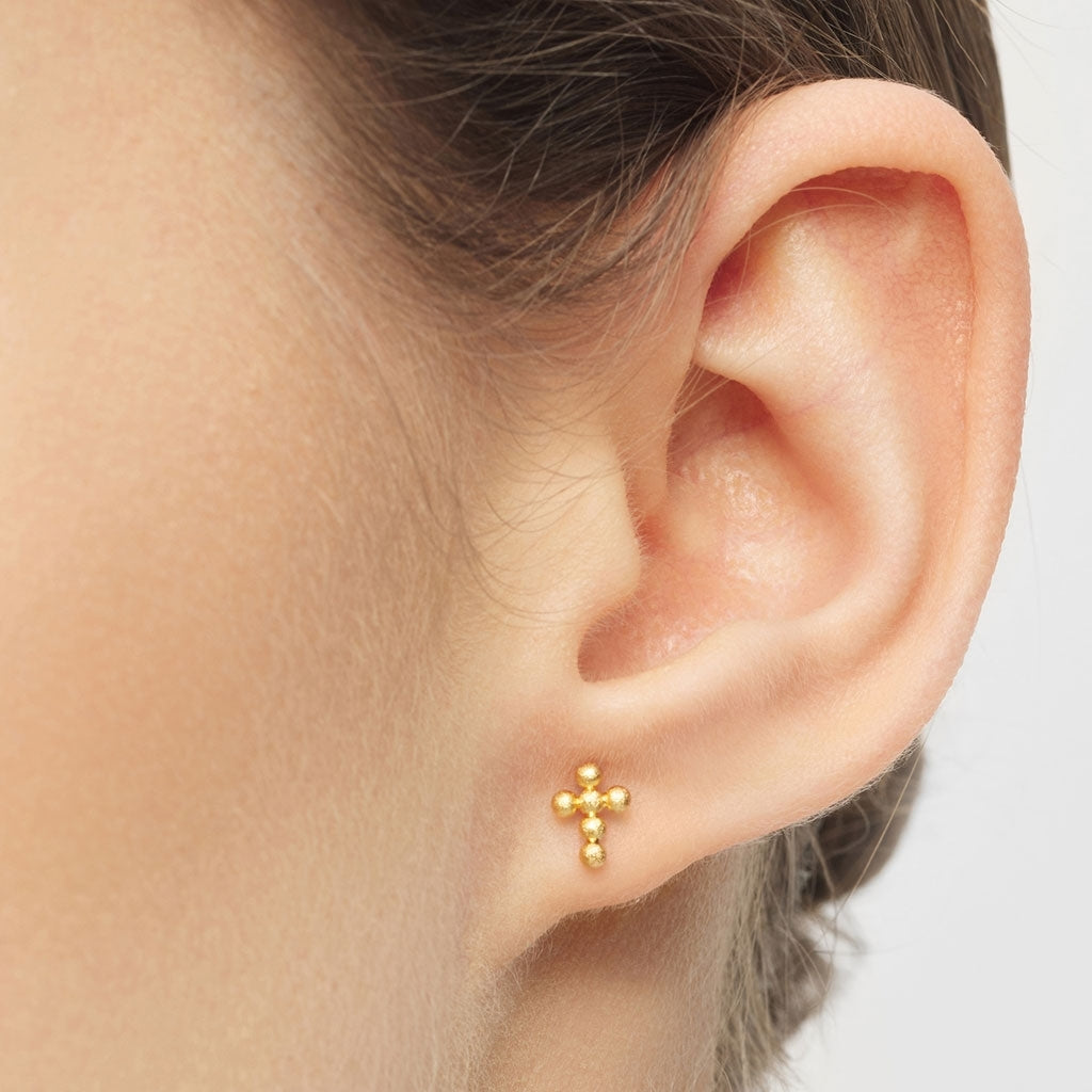 LULU Copenhagen Bouquet Cross earring 1 pcs Ear stud, 1 pcs Gold plated