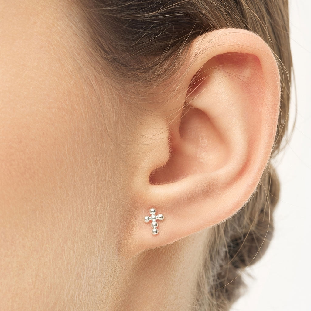 LULU Copenhagen Bouquet Cross earring 1 pcs Ear stud, 1 pcs Silver Plated