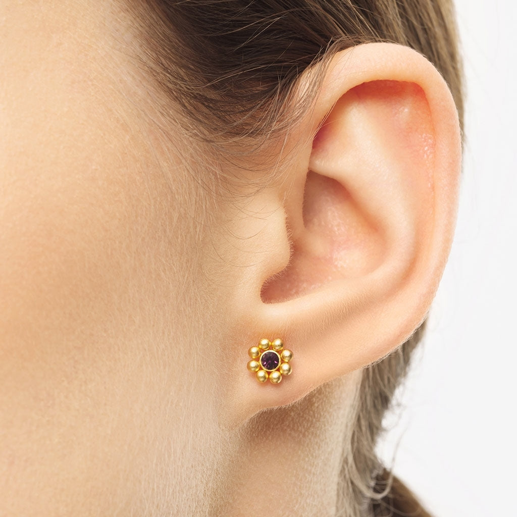 LULU Copenhagen Bouquet Crystal Flower earring 1 pcs Ear stud, 1 pcs Amethyst