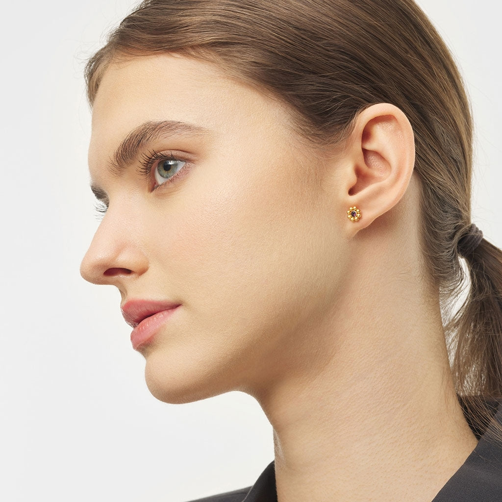LULU Copenhagen Bouquet Crystal Flower earring 1 pcs Ear stud, 1 pcs Amethyst