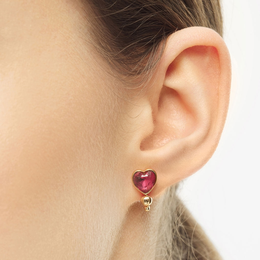 LULU Copenhagen Bouquet Crystal Heart earring 1 pcs Ear stud, 1 pcs Gold plated