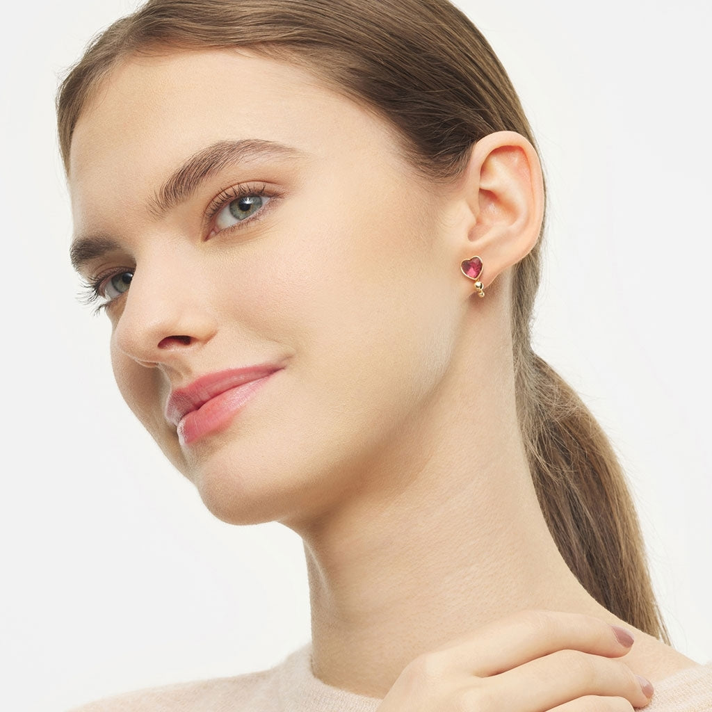 LULU Copenhagen Bouquet Crystal Heart earring 1 pcs Ear stud, 1 pcs Gold plated