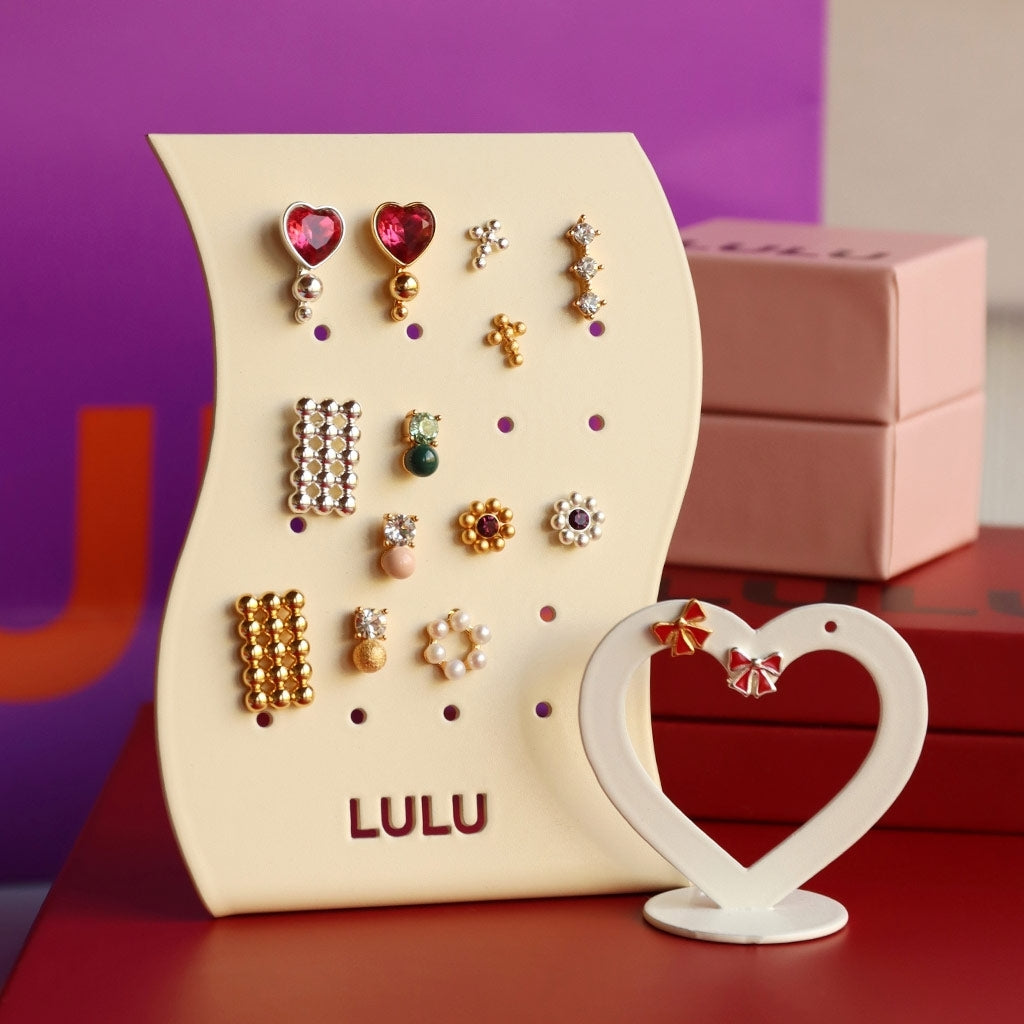 LULU Copenhagen Bouquet Crystal Heart earring 1 pcs Ear stud, 1 pcs Gold plated