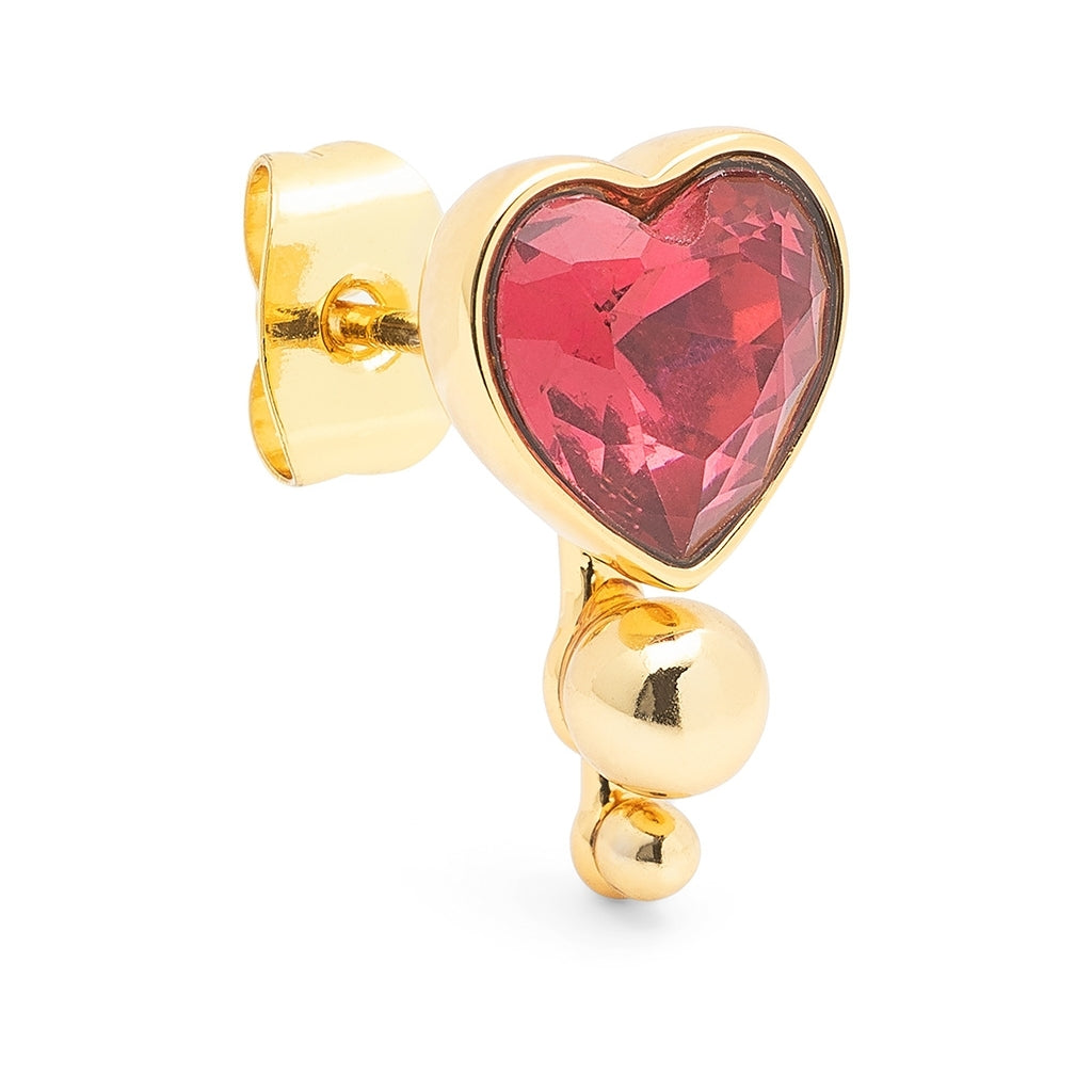 LULU Copenhagen Bouquet Crystal Heart earring 1 pcs Ear stud, 1 pcs Gold plated