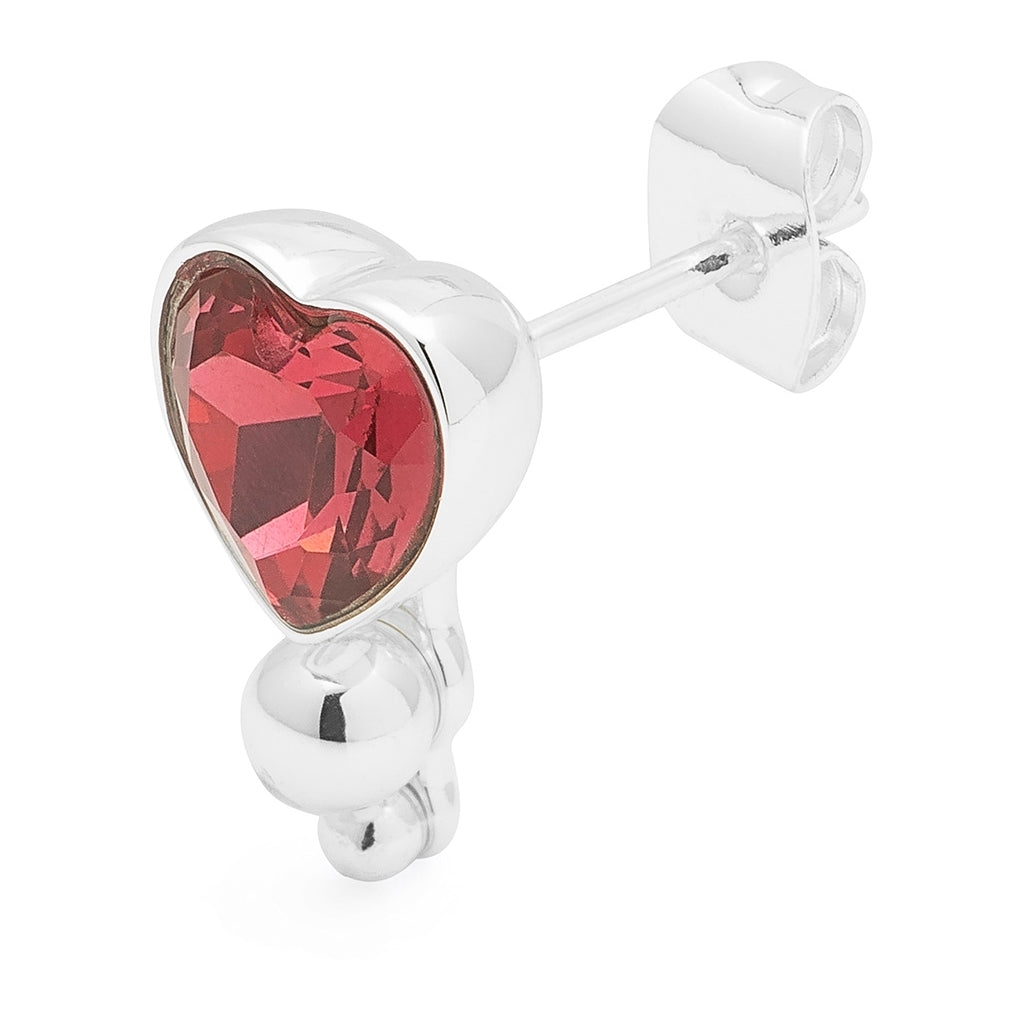 LULU Copenhagen Bouquet Crystal Heart earring 1 pcs Ear stud, 1 pcs Silver Plated