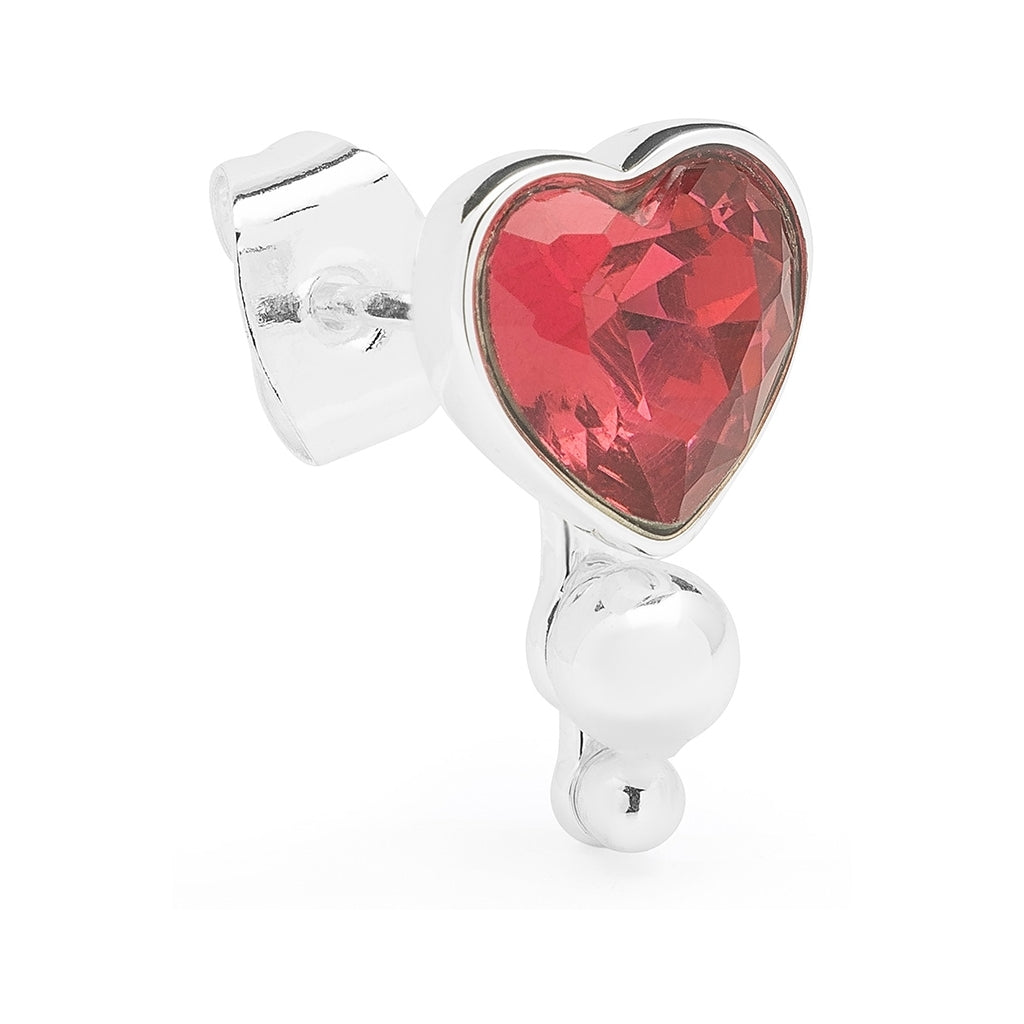 LULU Copenhagen Bouquet Crystal Heart earring 1 pcs Ear stud, 1 pcs Silver Plated