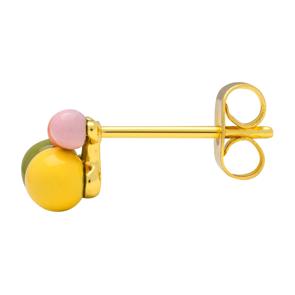 LULU Copenhagen Bouquet Green Yellow earring 1 pcs Ear stud, 1 pcs Gold plated