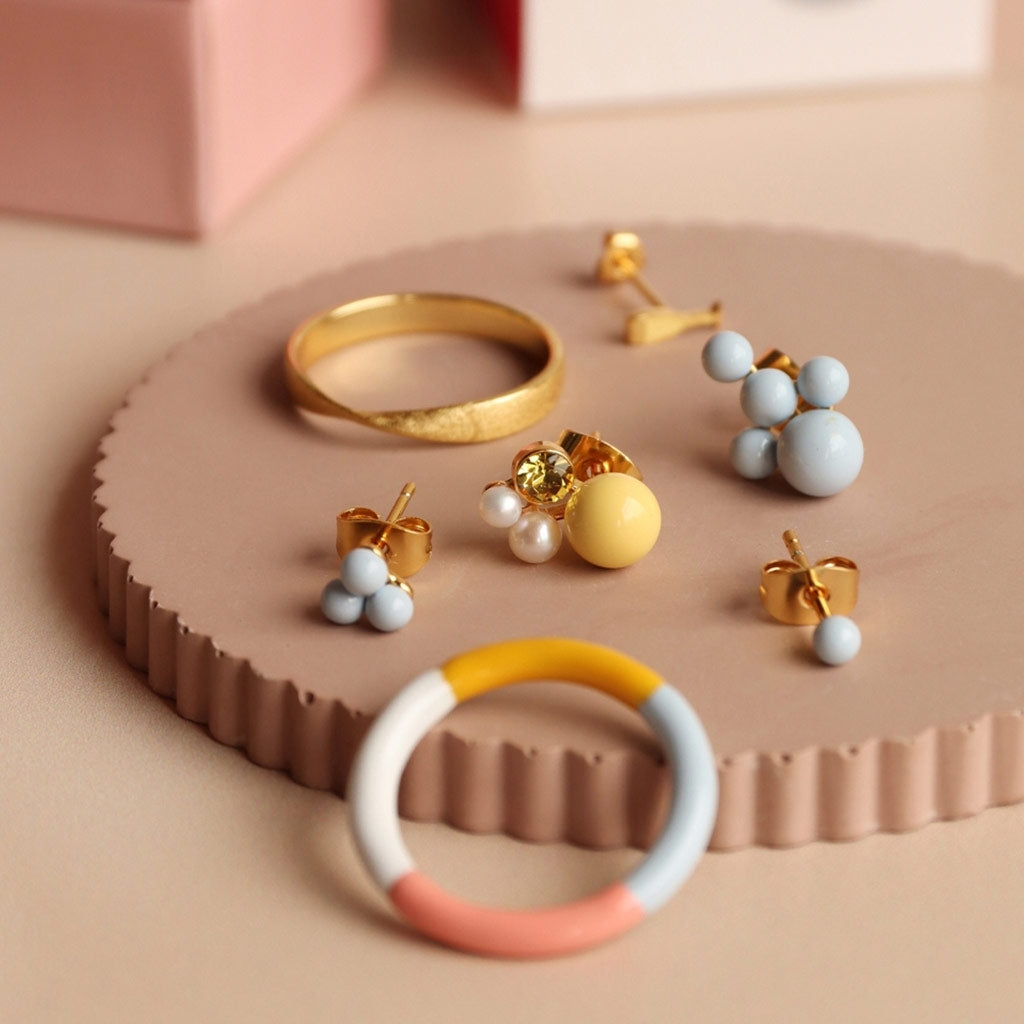 LULU Copenhagen Bouquet Lemon earring 1 pcs Ear stud, 1 pcs Gold plated