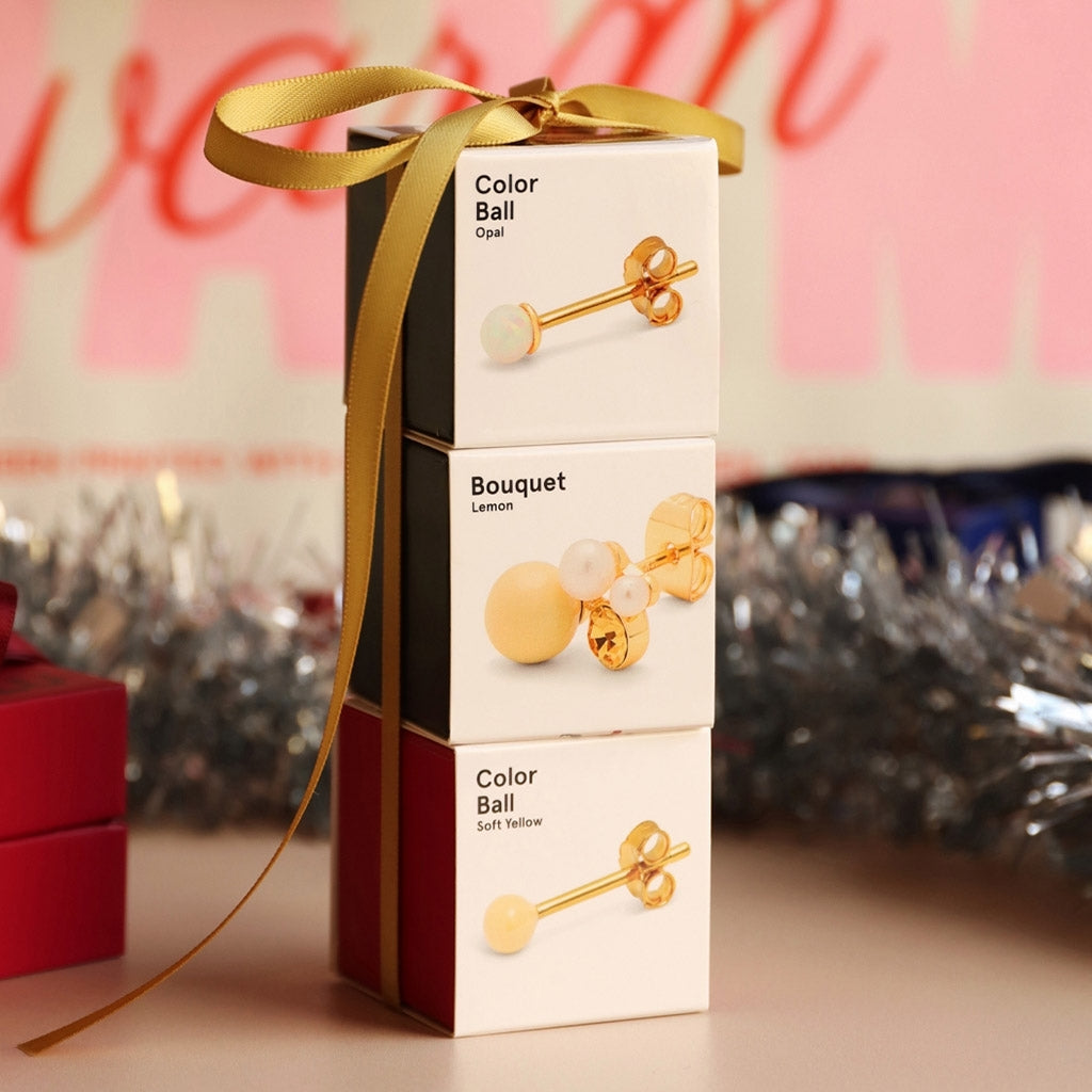 LULU Copenhagen Bouquet Lemon earring 1 pcs Ear stud, 1 pcs Gold plated