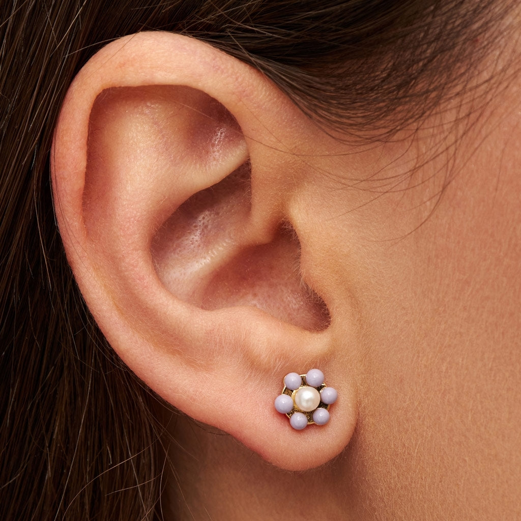 LULU Copenhagen Bouquet Purple Flower earring 1 pcs Ear stud, 1 pcs Gold plated