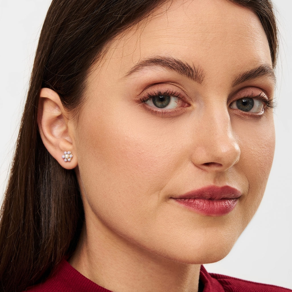 LULU Copenhagen Bouquet Purple Flower earring 1 pcs Ear stud, 1 pcs Gold plated