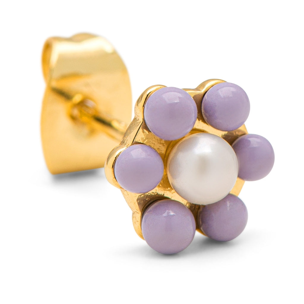 LULU Copenhagen Bouquet Purple Flower earring 1 pcs Ear stud, 1 pcs Gold plated