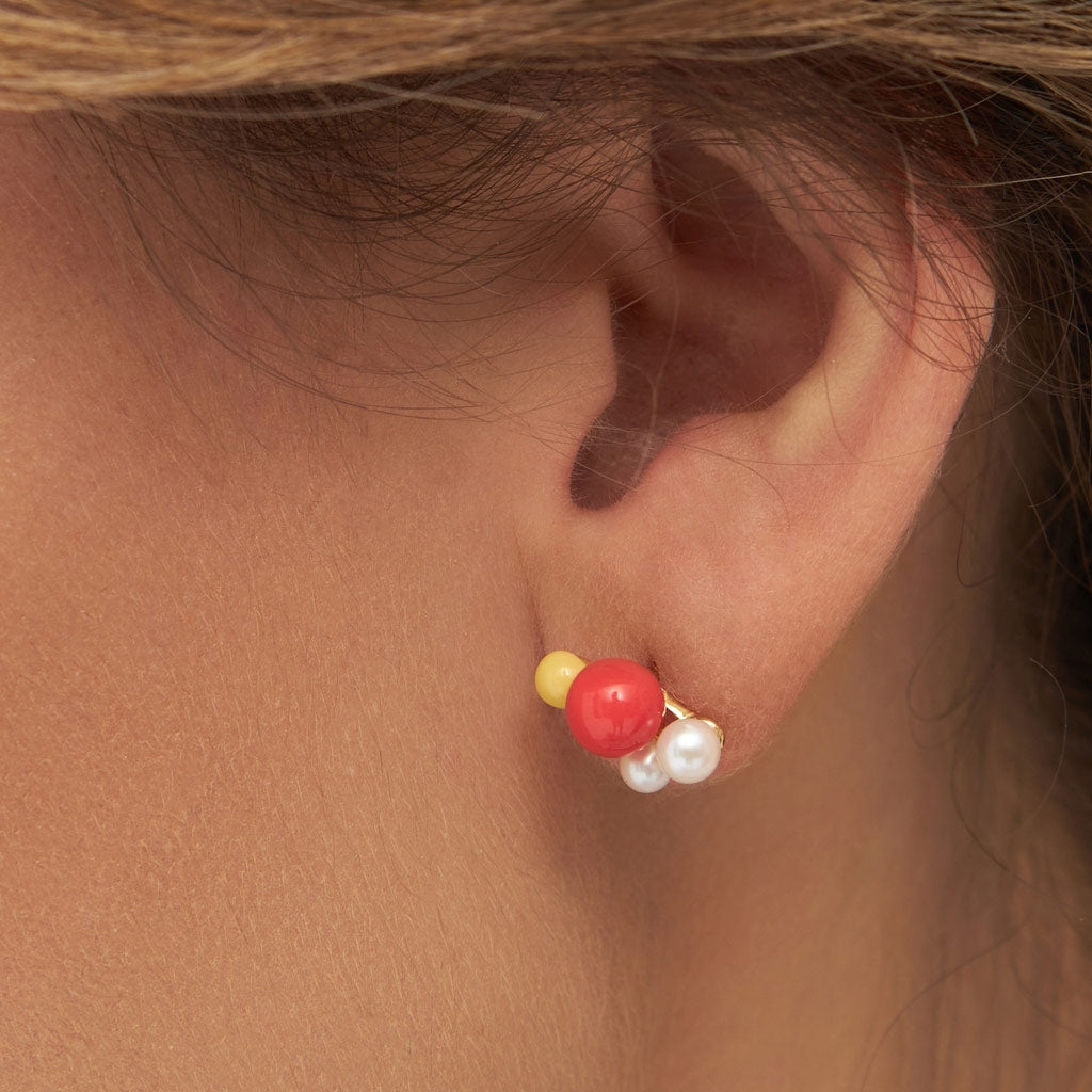 LULU Copenhagen Bouquet Red earring 1 pcs Ear stud, 1 pcs Gold plated