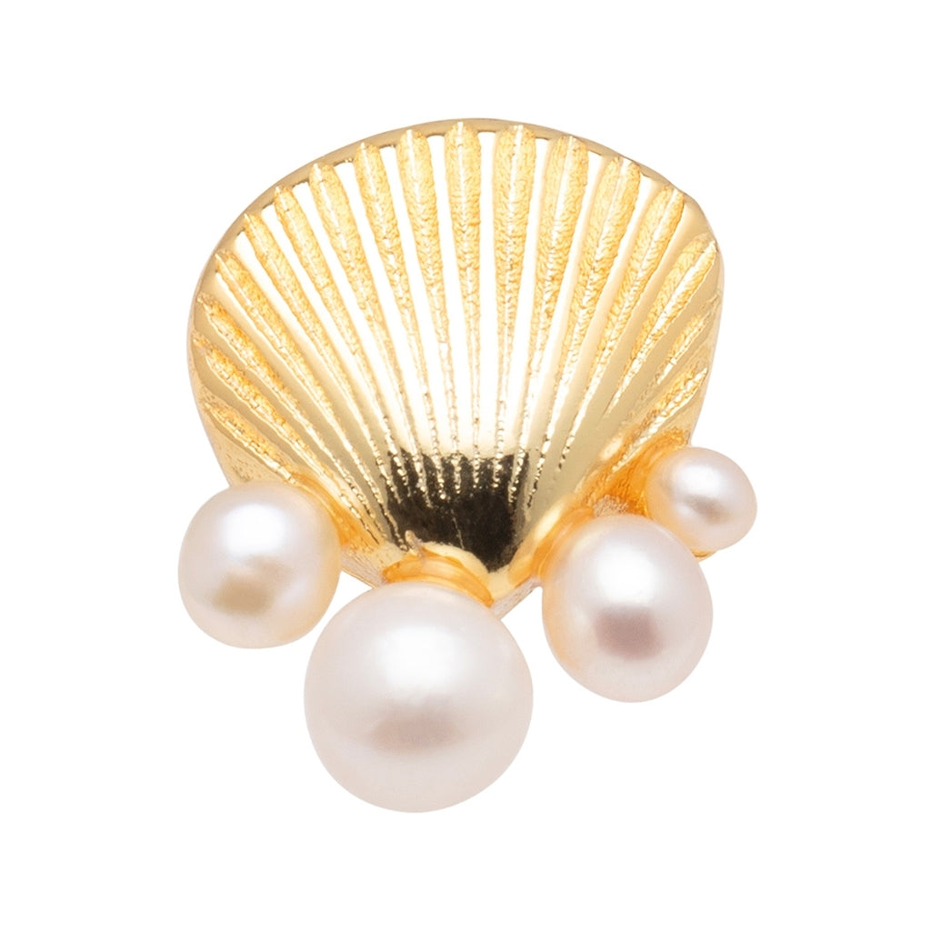 LULU Copenhagen Bouquet Shell & Pearls earring 1 pcs Ear stud, 1 pcs Gold plated