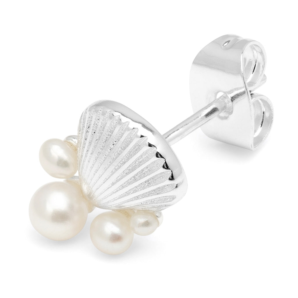 LULU Copenhagen Bouquet Shell & Pearls earring 1 pcs Ear stud, 1 pcs Silver Plated