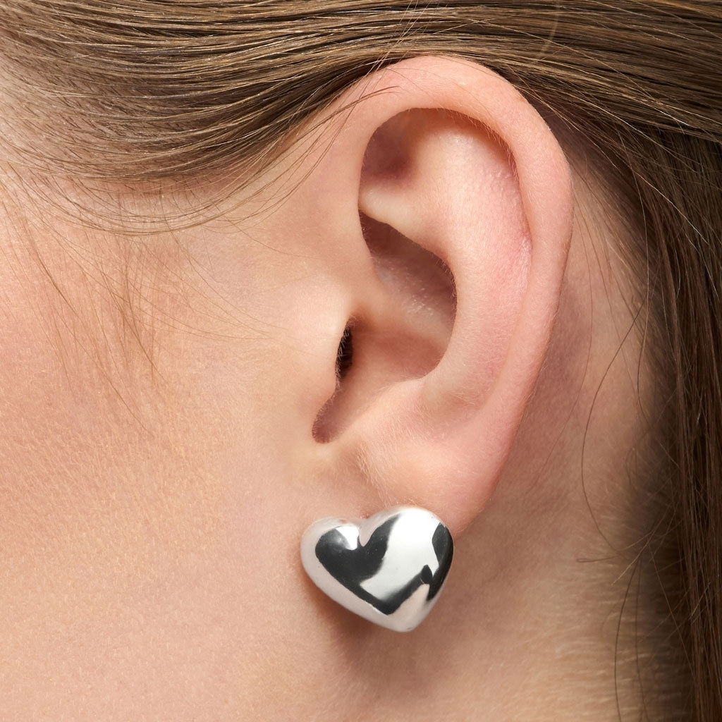 LULU Copenhagen Bubble Heart earring 1 pcs Ear stud, 1 pcs Silver Plated
