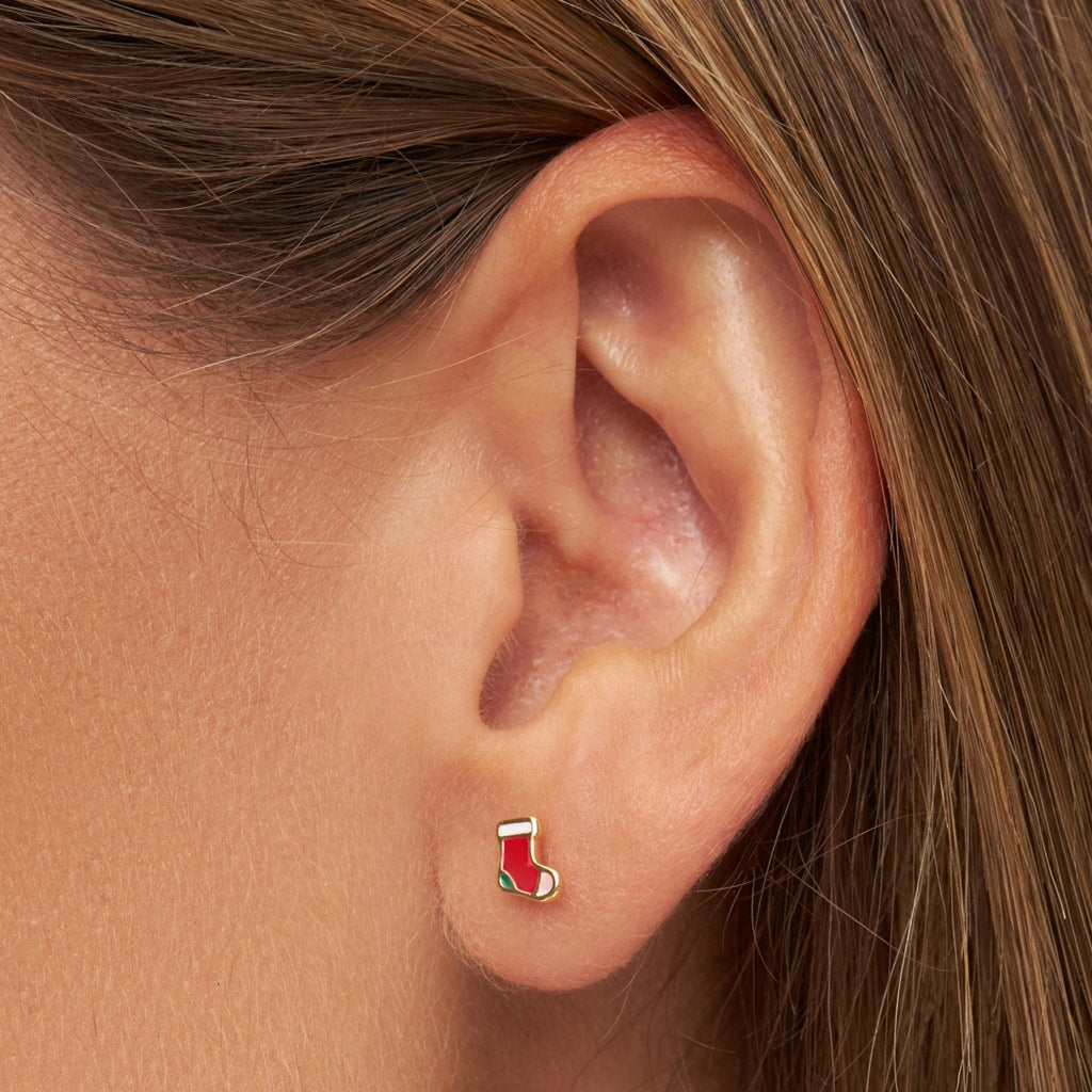 LULU Copenhagen Christmas Sock earring 1 pcs Ear stud, 1 pcs Gold plated