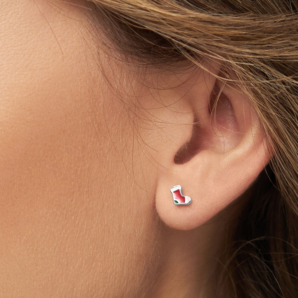 LULU Copenhagen Christmas Sock earring 1 pcs Ear stud, 1 pcs Silver Plated