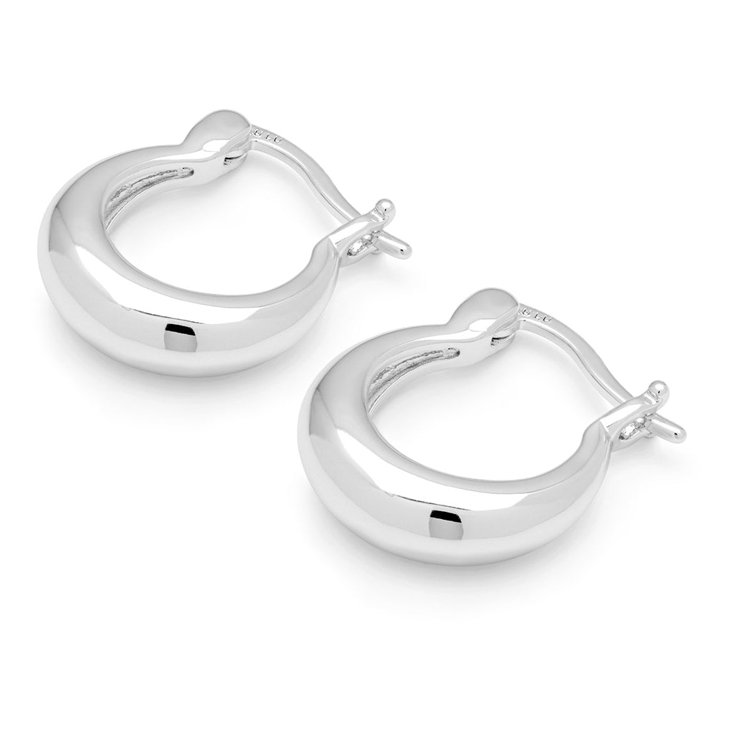 LULU Copenhagen Chunky Heavy Hoops pair Hoops Silver Plated