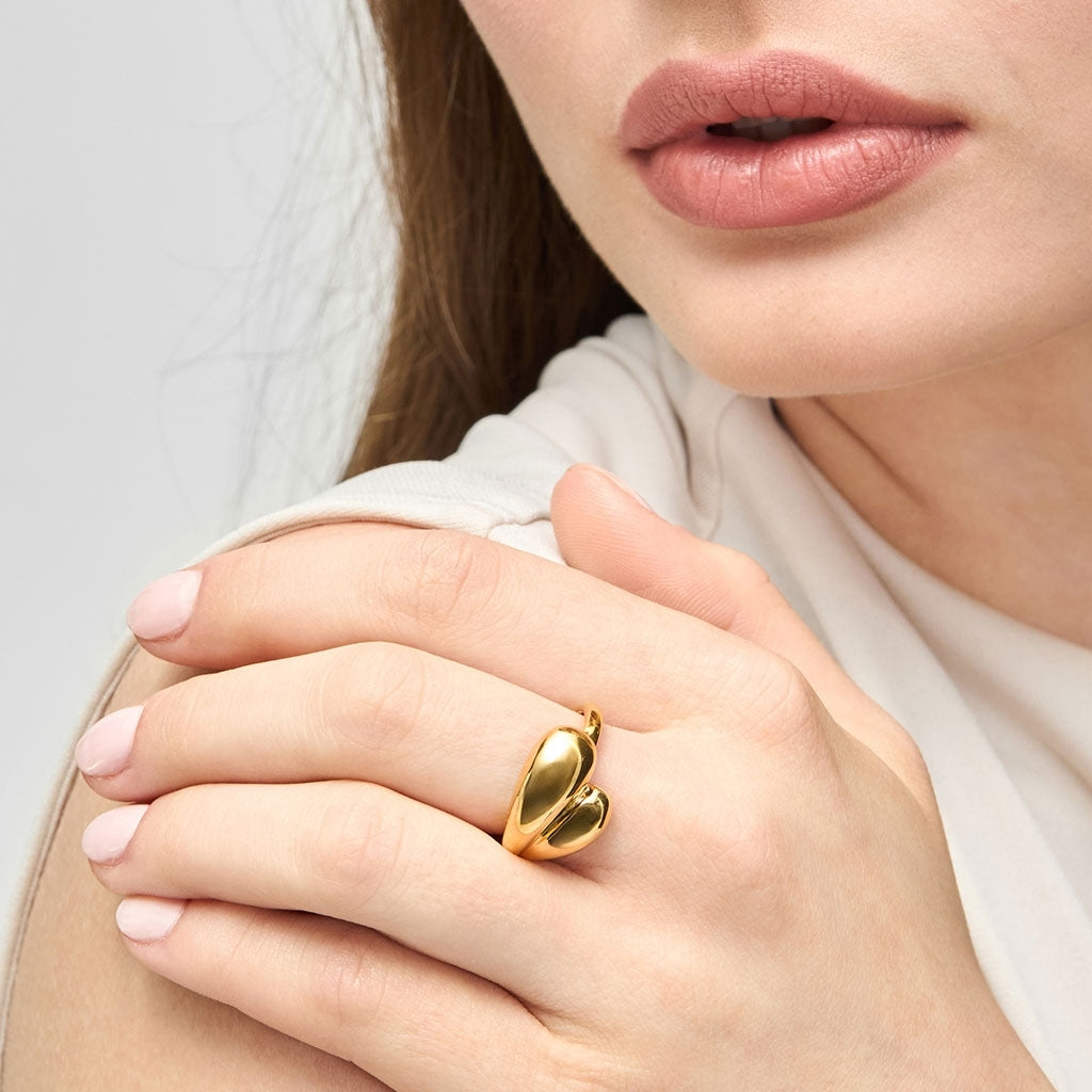 LULU Copenhagen Chunky Soft Drops Ring Rings Gold plated
