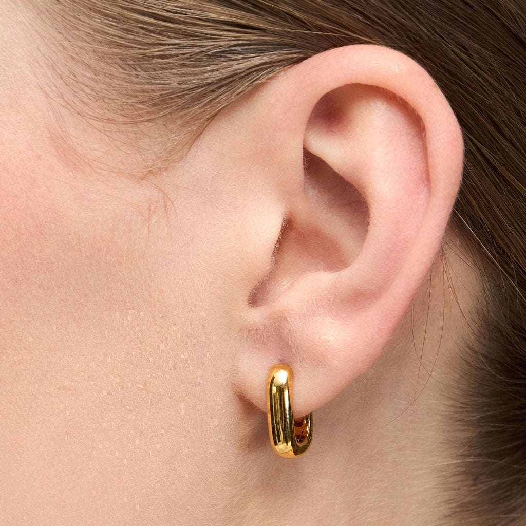 LULU Copenhagen Chunky Square Hoops pair Hoops Gold plated