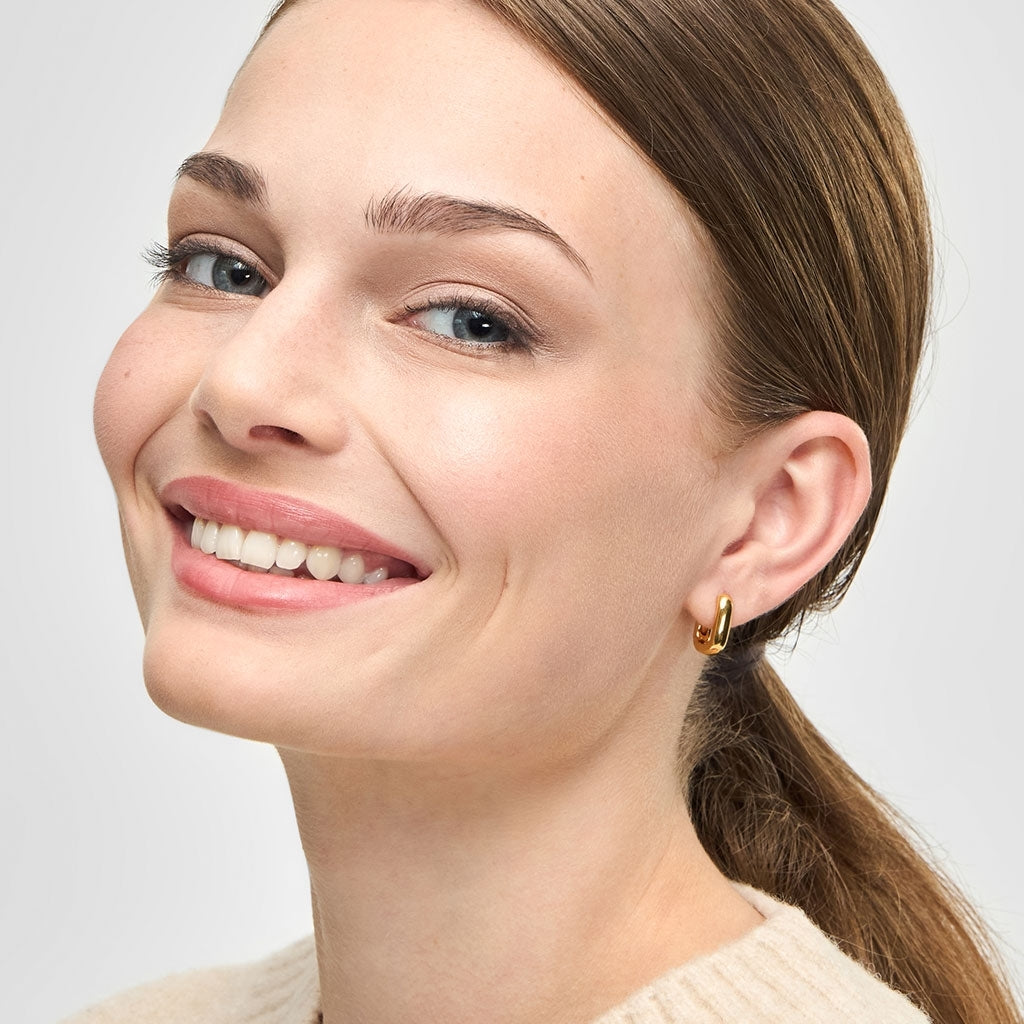 LULU Copenhagen Chunky Square Hoops pair Hoops Gold plated