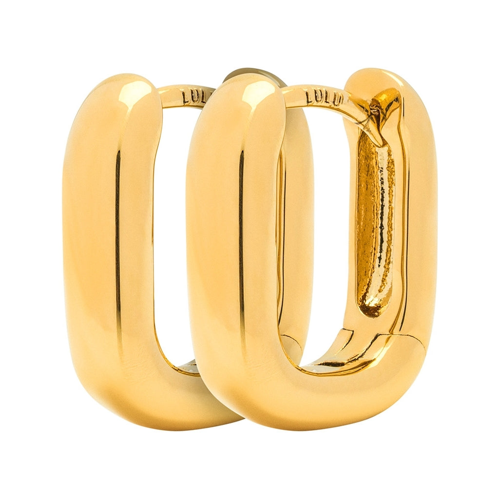 LULU Copenhagen Chunky Square Hoops pair Hoops Gold plated