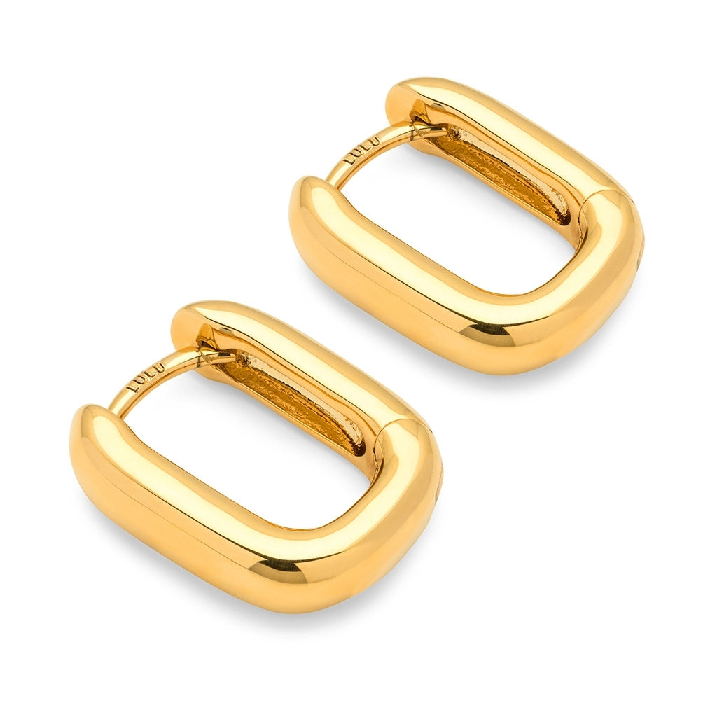 LULU Copenhagen Chunky Square Hoops pair Hoops Gold plated