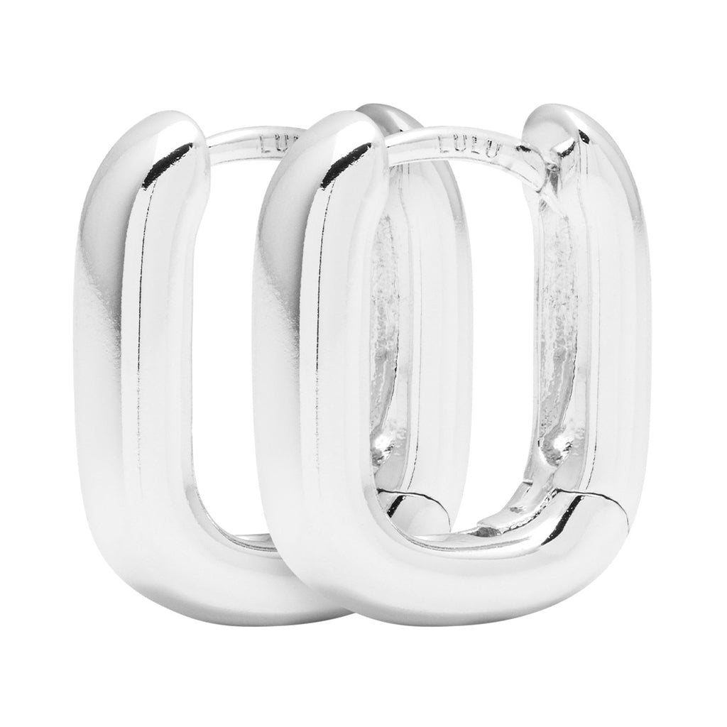 LULU Copenhagen Chunky Square Hoops pair Hoops Silver Plated