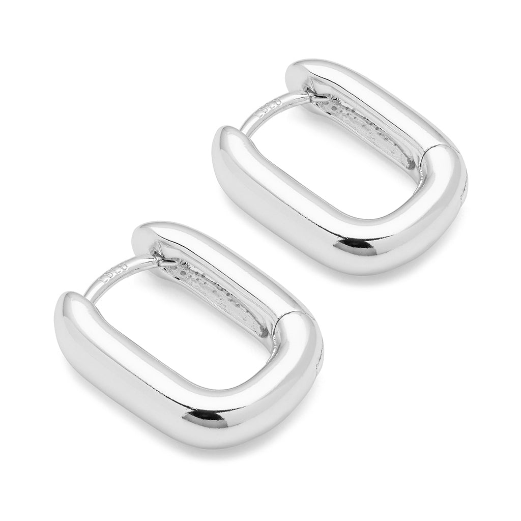LULU Copenhagen Chunky Square Hoops pair Hoops Silver Plated