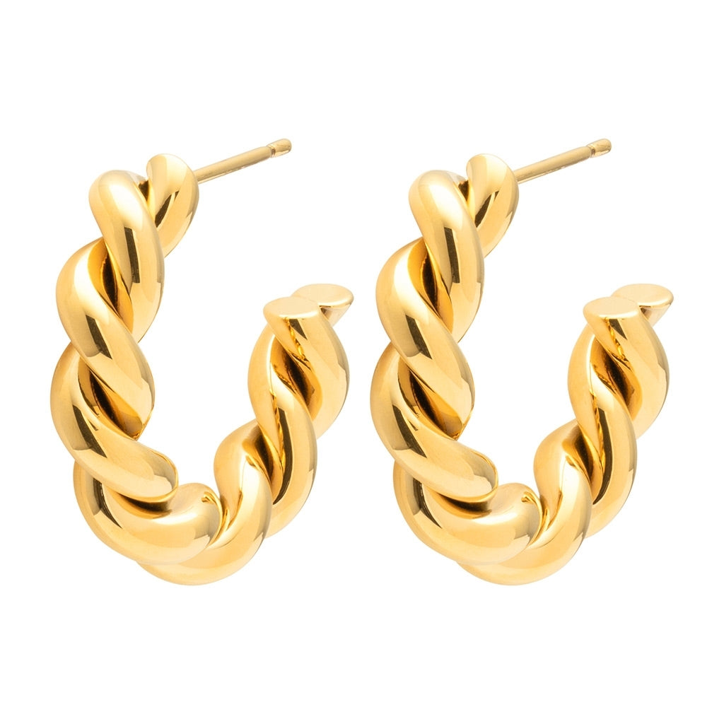 LULU Copenhagen Chunky Twisted Hoops pair Hoops Gold plated