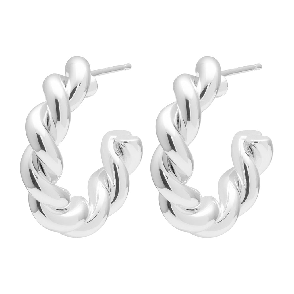 LULU Copenhagen Chunky Twisted Hoops pair Hoops Silver Plated