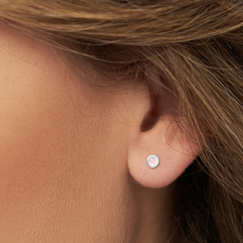 LULU Copenhagen Circle earring 1 pcs - silver plated Ear stud, 1 pcs Pink