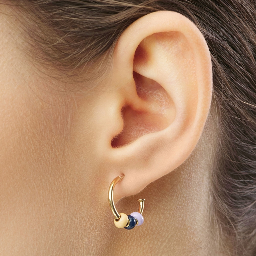 LULU Copenhagen Color Ball 3 Hoops pair - gold plated Hoops Memories