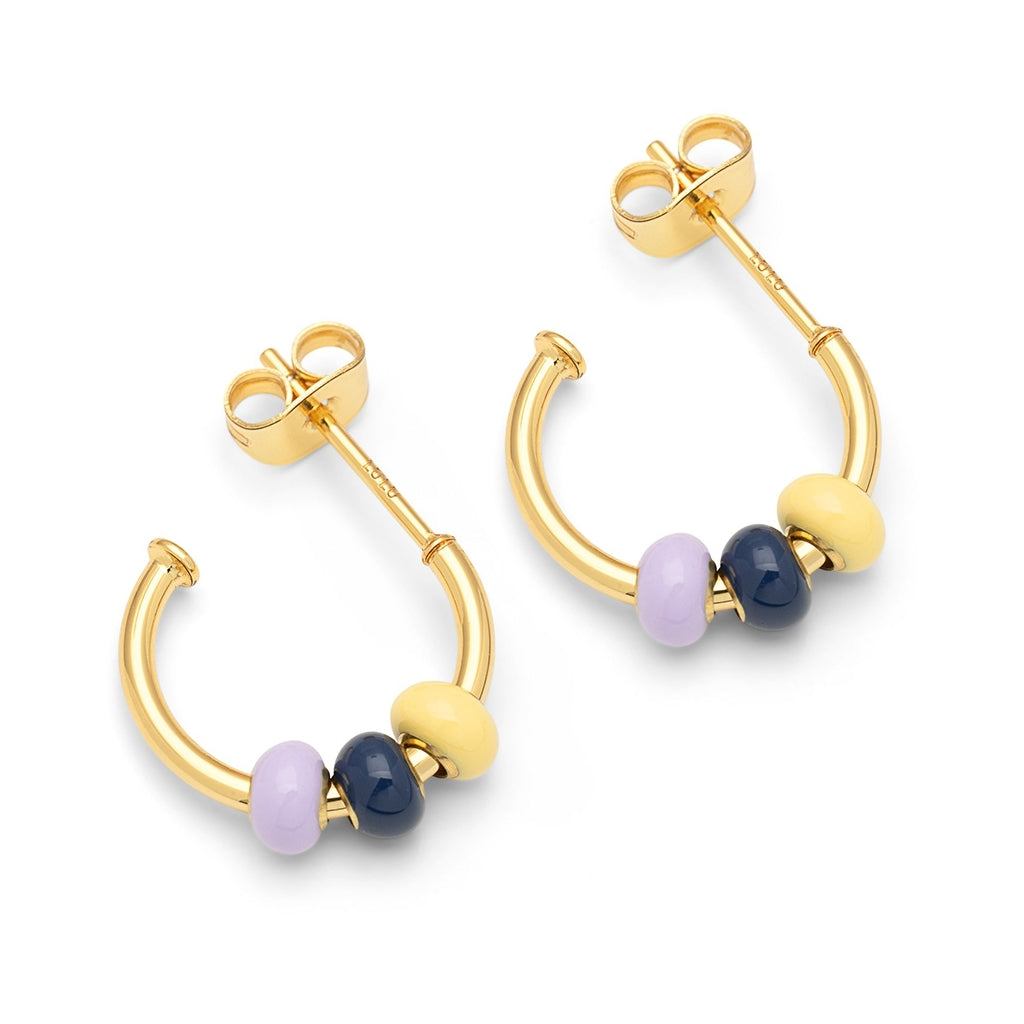 LULU Copenhagen Color Ball 3 Hoops pair - gold plated Hoops Memories
