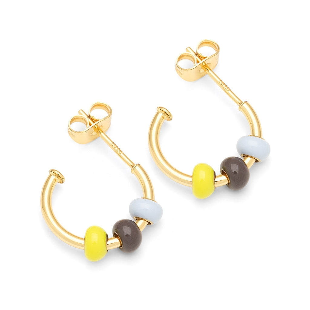 LULU Copenhagen Color Ball 3 Hoops pair - gold plated Hoops Poetry