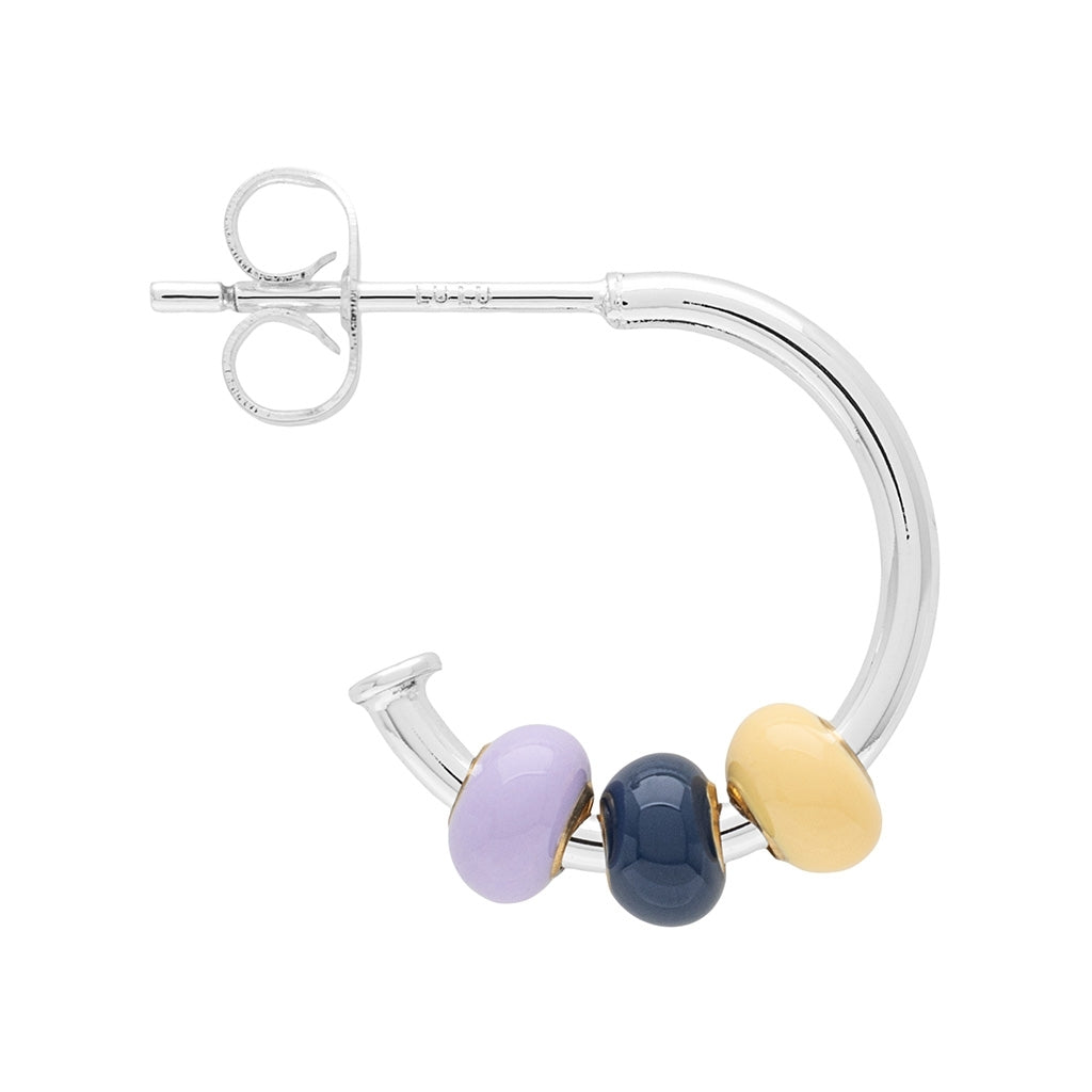 LULU Copenhagen Color Ball 3 Hoops pair - silver plated Hoops Memories