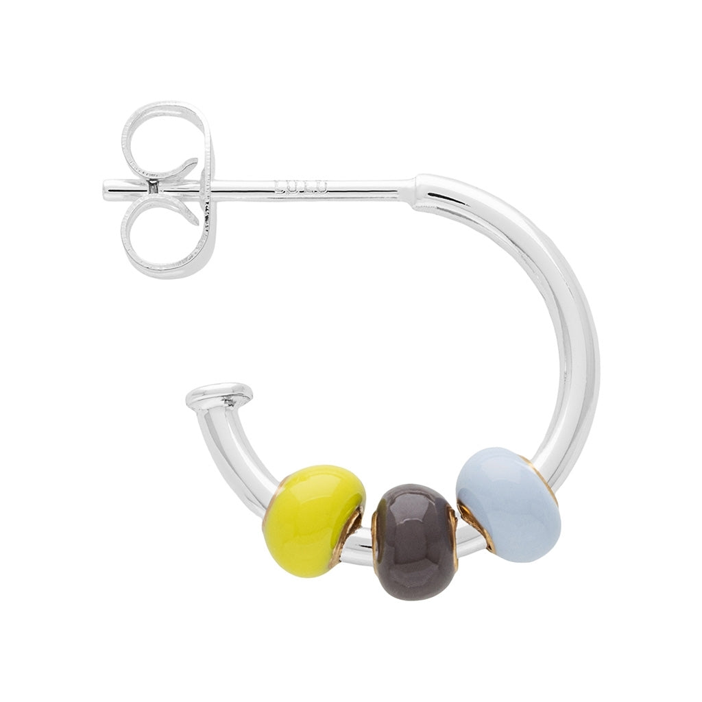 LULU Copenhagen Color Ball 3 Hoops pair - silver plated Hoops Poetry