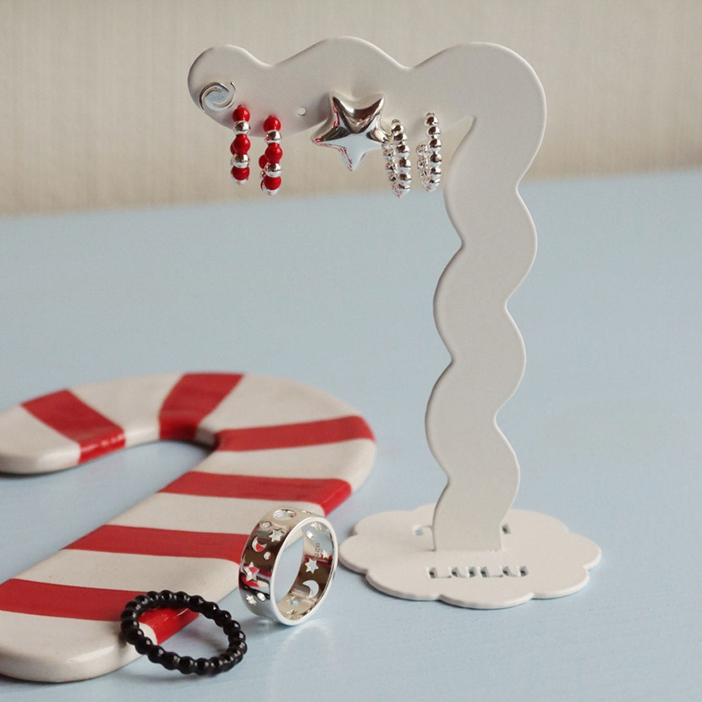 LULU Copenhagen Color Ball Beads Hoops Pair Hoops Silver Plated/Passion Red