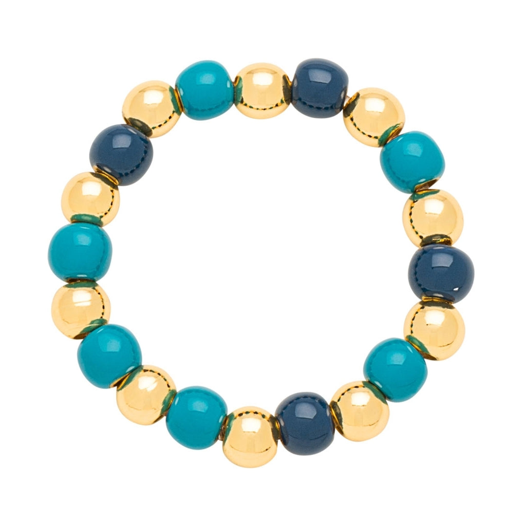LULU Copenhagen Color Ball Beads Ring Rings Retro Blue/Retro Dark Blue/Gold Plated