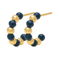 Color Ball Beads Hoops Pair - Gold Plated/Retro Dark Blue