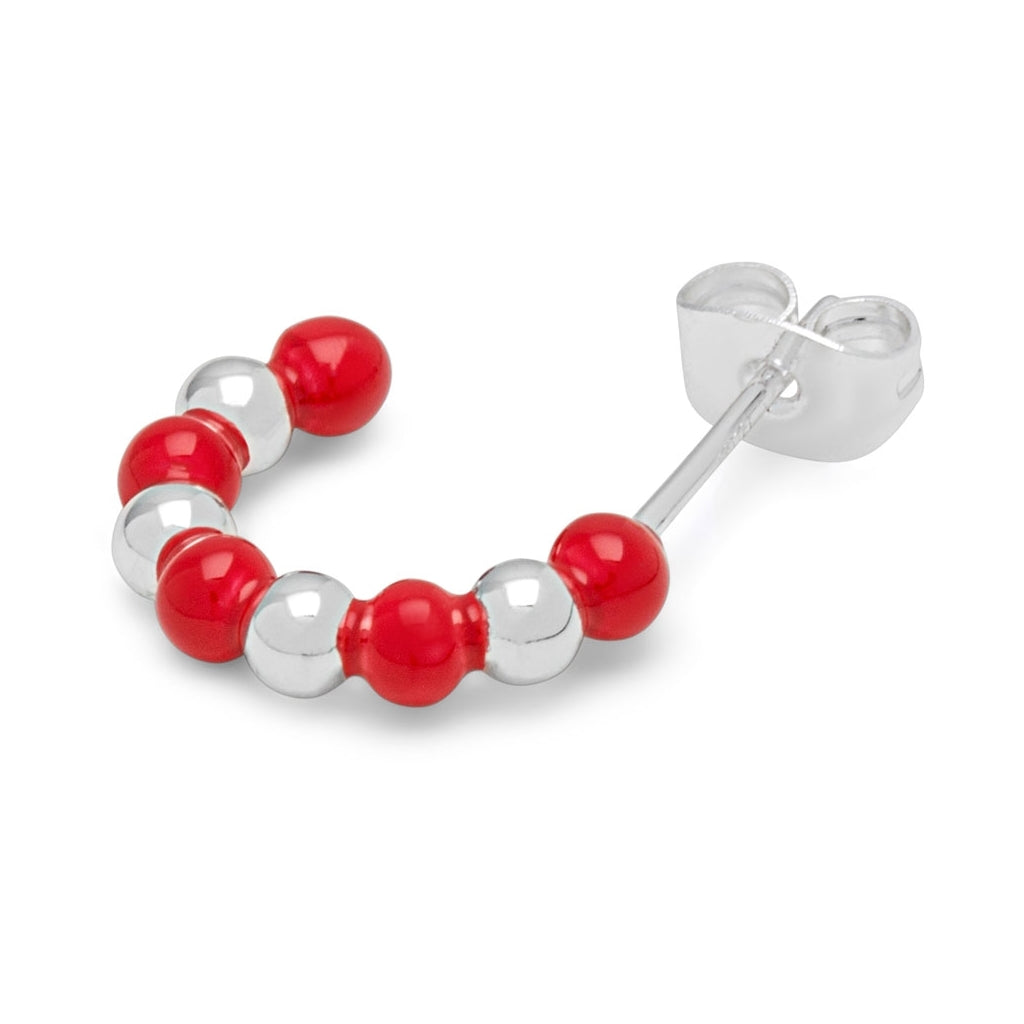 LULU Copenhagen Color Ball Beads Hoops Pair Hoops Silver Plated/Passion Red