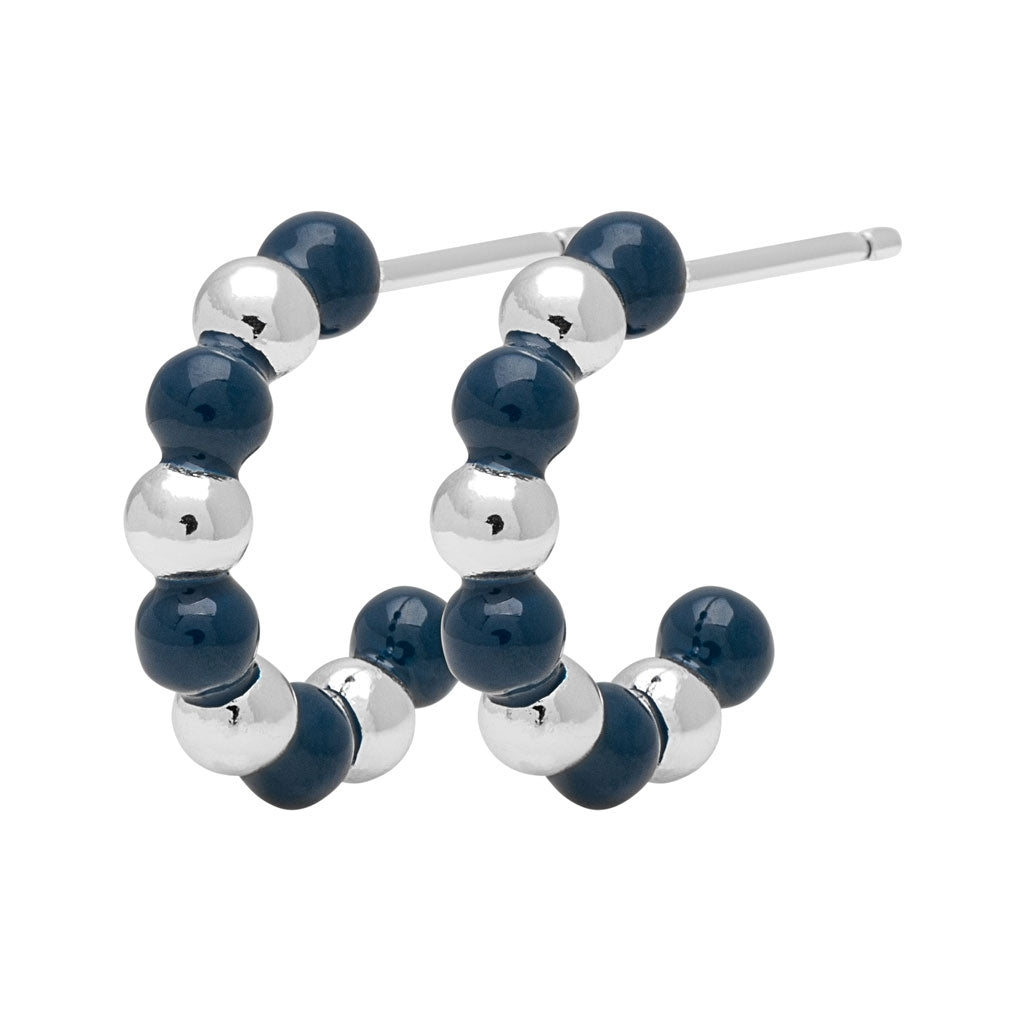 LULU Copenhagen Color Ball Beads Hoops Pair Hoops Silver Plated/Retro Dark Blue