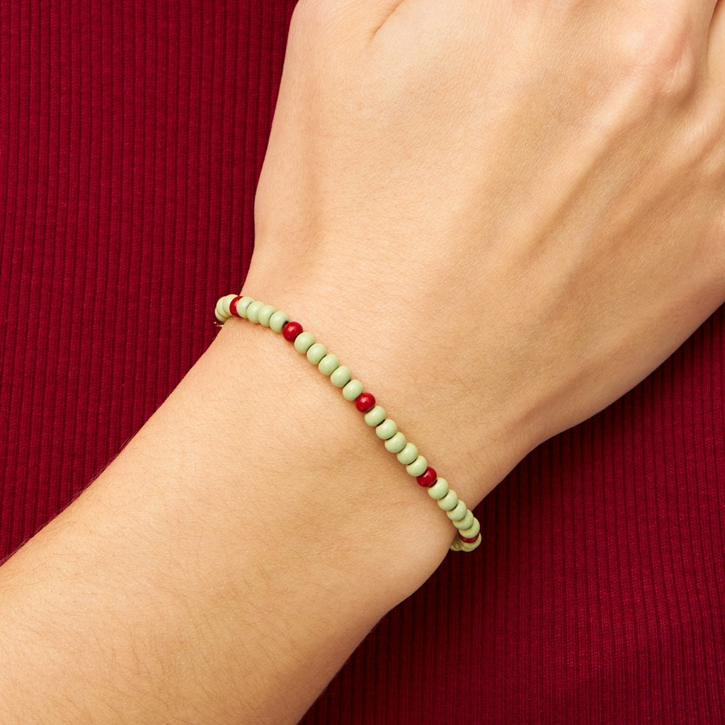 LULU Copenhagen Color Ball Bracelet Bracelets Silk Light Green/Passion Red