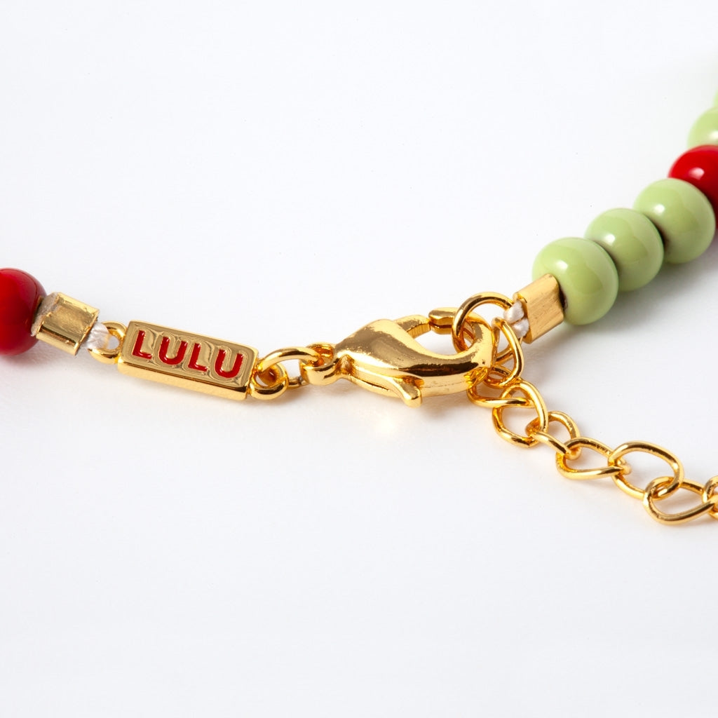 LULU Copenhagen Color Ball Bracelet Bracelets Silk Light Green/Passion Red