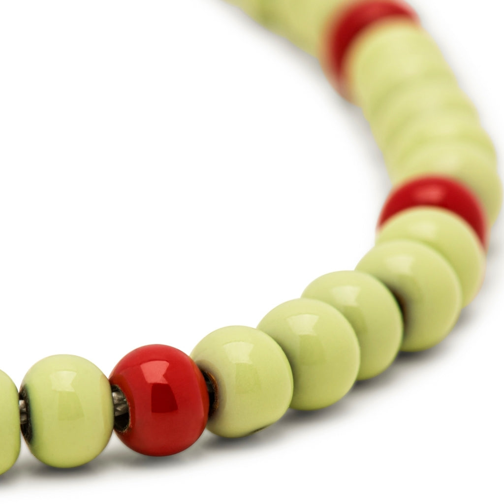 LULU Copenhagen Color Ball Bracelet Bracelets Silk Light Green/Passion Red