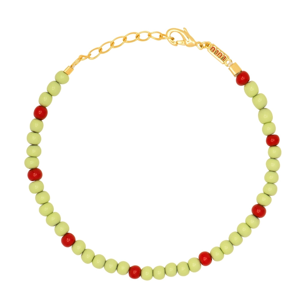 LULU Copenhagen Color Ball Bracelet Bracelets Silk Light Green/Passion Red